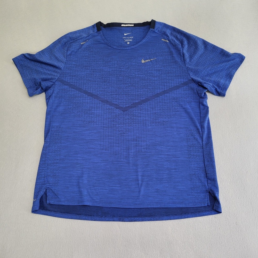 Nike Dri Fit ADV Running Blue Performance T-Shirt Men's Size L Athletic Top